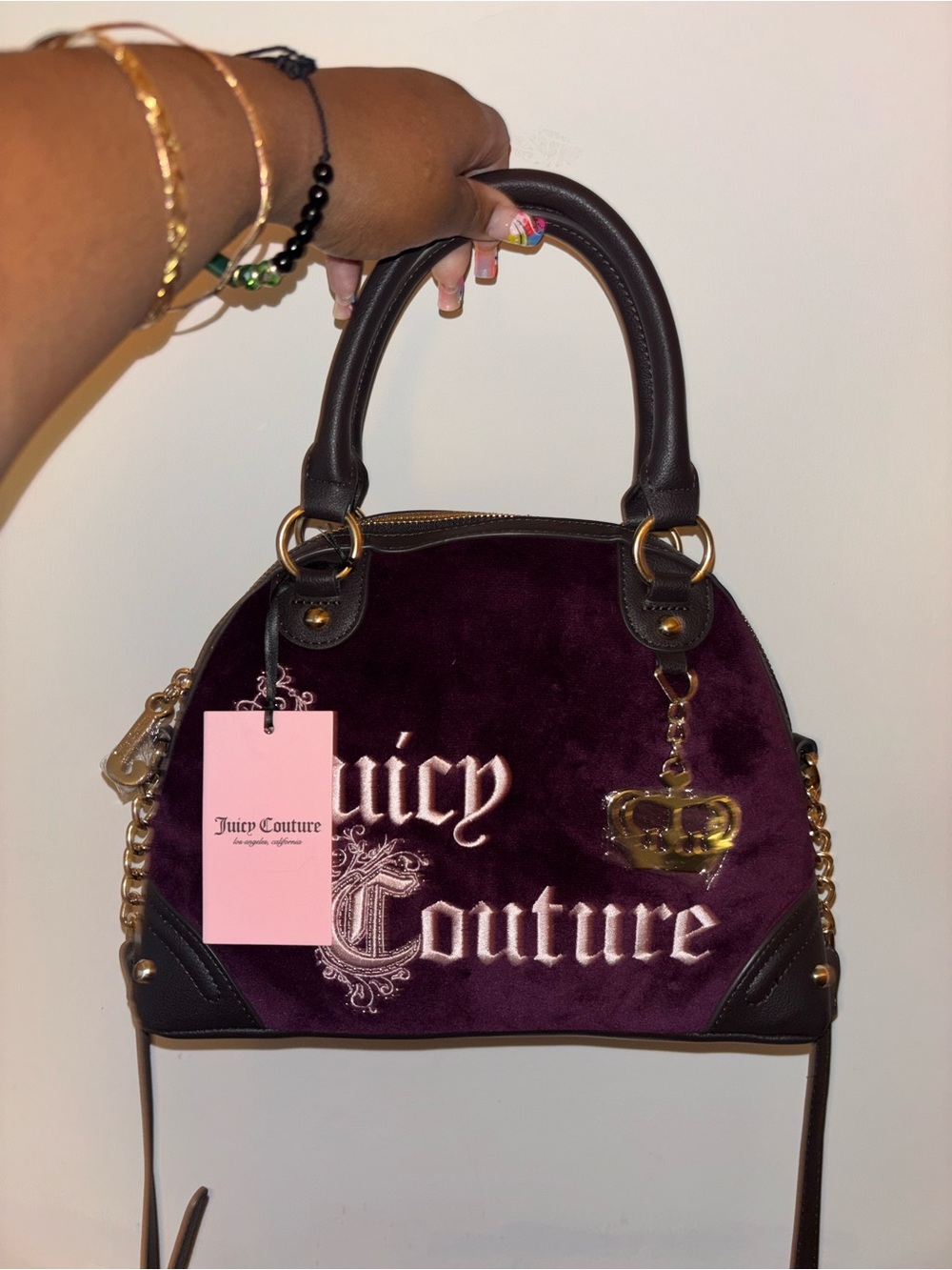 Juicy Couture Women's Purple Velvet Dome Satchel